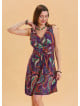 V Neck Button Detail Sleeveless Purple Bohemian Dress 4579
